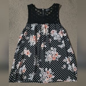 Papermoon Black and White Polka Dot Lace Floral Tank Top